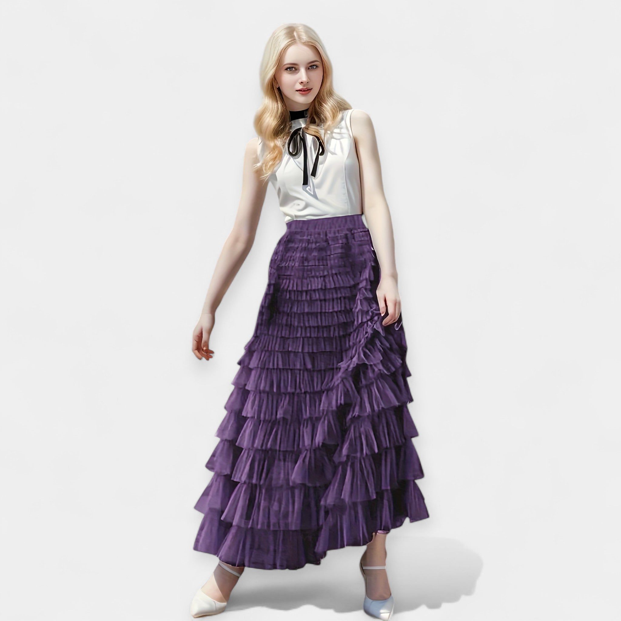 Elegant Skirt with Tulle Detail — view 9