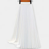 Long Pleated Satin Skirt — view 10