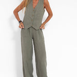 Aira - Vest with Buttons & Wide-Leg Pants Set — view 5