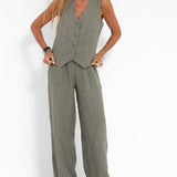 Aira - Vest with Buttons & Wide-Leg Pants Set — view 5