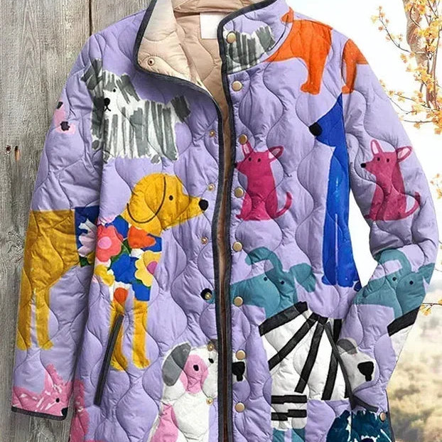 Ursel™ | Quilted Jacket with Dogs in Lilac