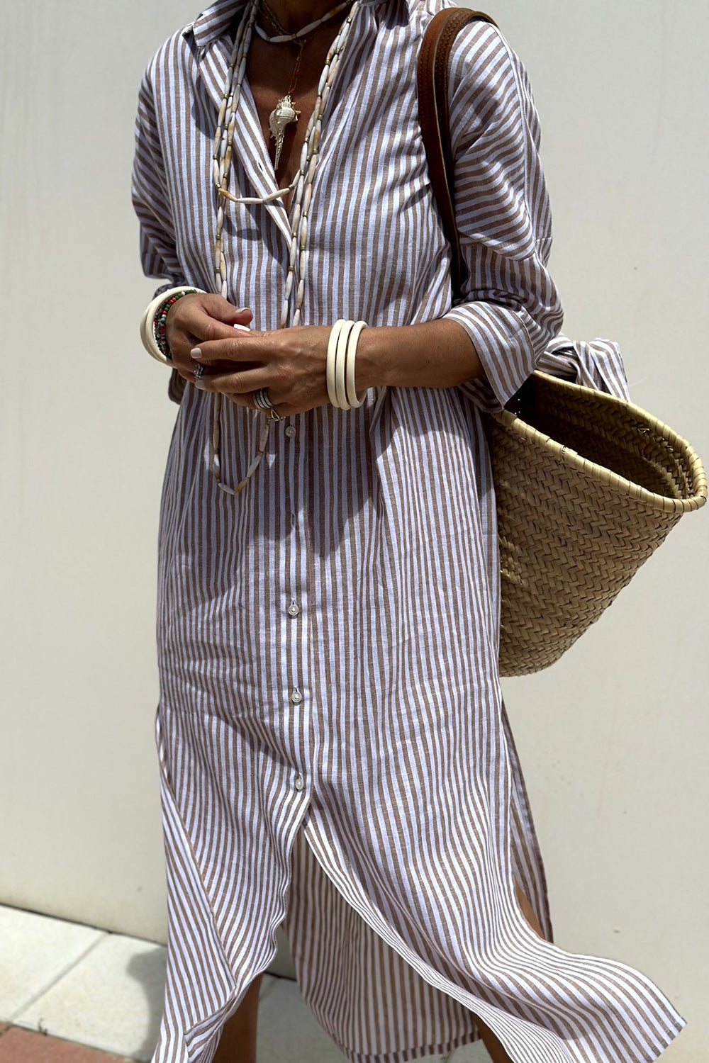 Sophia - Striped Shirt Dress — view 3