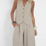 Aira - Vest with Buttons & Wide-Leg Pants Set — view 15