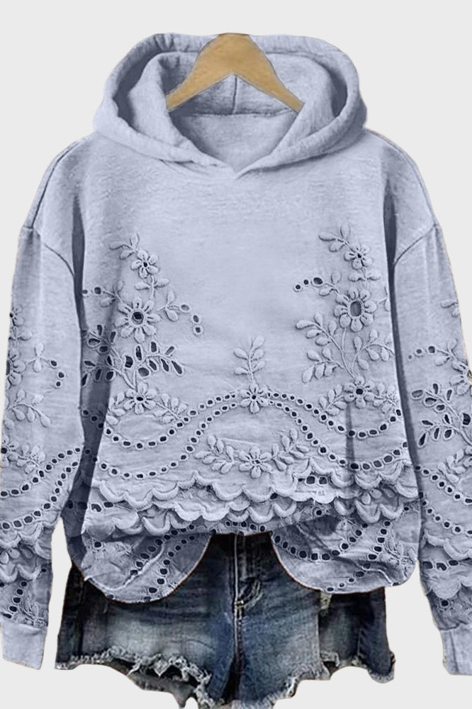 Hooded Sweatshirt in Lace — view 2