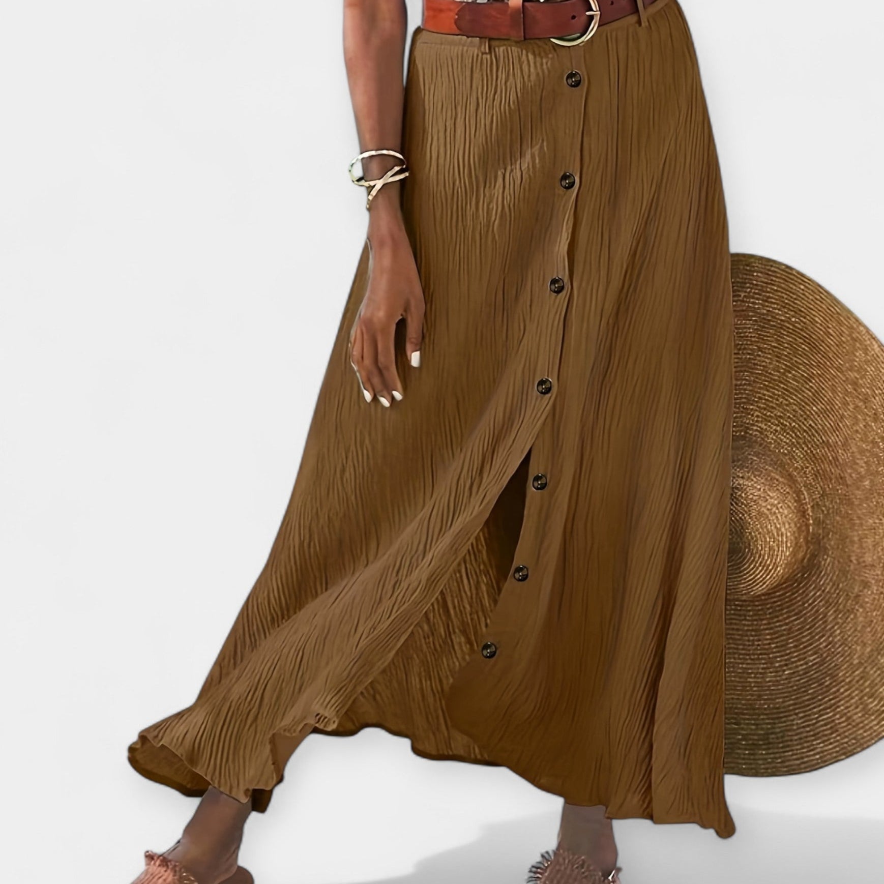 Semi-Sheer Maxi Skirt with Slit — view 2