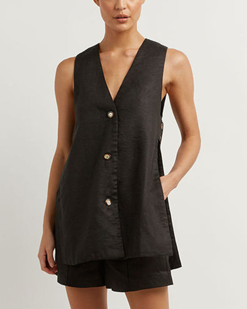 Fiona - Sleeveless Set with Buttons — view 2