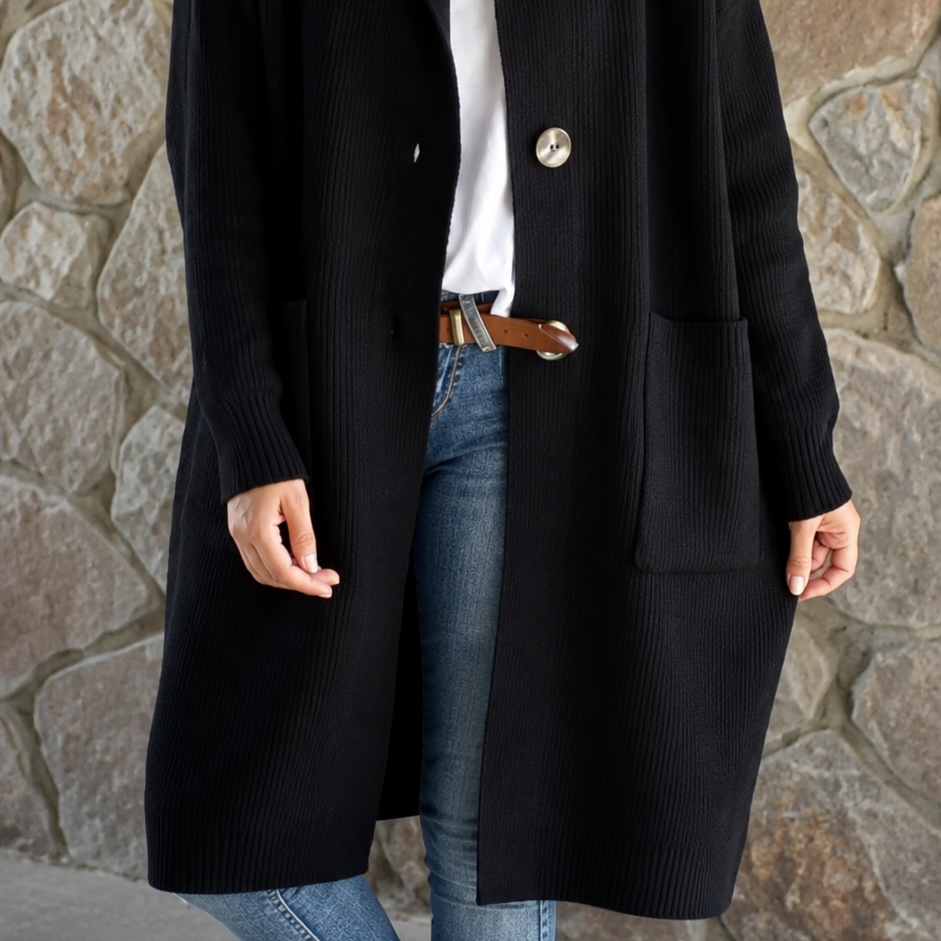 Simone | Long Cardigan with Hood — view 2