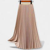 Long Pleated Satin Skirt — view 6