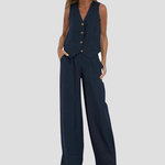 Aira - Vest with Buttons & Wide-Leg Pants Set — view 8