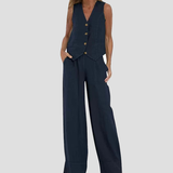 Aira - Vest with Buttons & Wide-Leg Pants Set — view 8