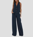 Aira - Vest with Buttons & Wide-Leg Pants Set — view 8