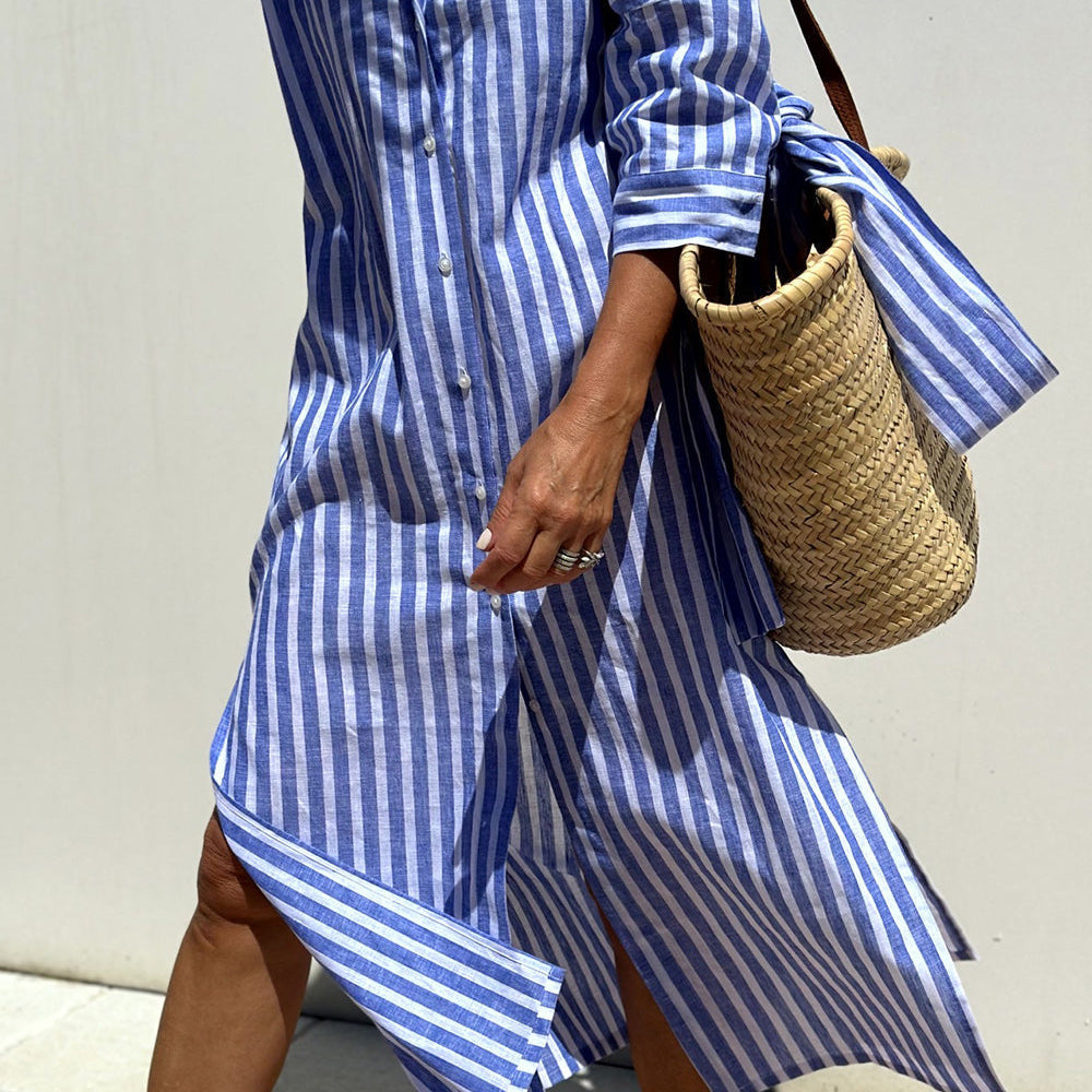 Sophia - Striped Shirt Dress — view 2