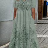 INDIGO | ELEGANT MIDI DRESS WITH FLORAL PRINT — view 4
