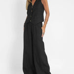 Aira - Vest with Buttons & Wide-Leg Pants Set — view 4