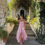 Collins - Strapless Maxi Dress with Ruffles — view 7