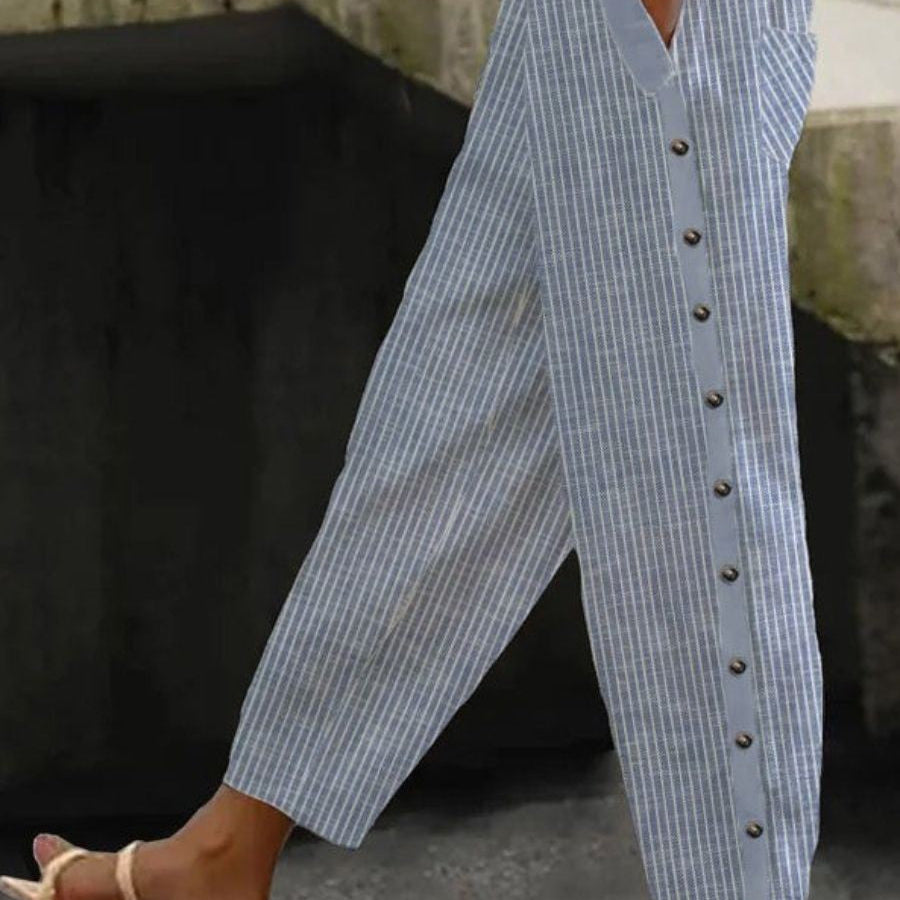 Linaya - Striped Button Pants