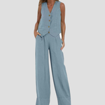 Aira - Vest with Buttons & Wide-Leg Pants Set