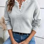 Nora - Knit Sweater with Lace — view 4