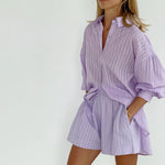 Purple - Set with Buttons and Lightweight Shorts