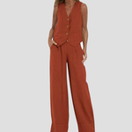 Aira - Vest with Buttons & Wide-Leg Pants Set — view 9