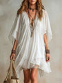 Green Chiffon Mini Dress with V-Neck — view 3