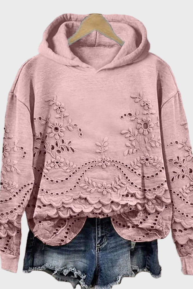 Hooded Sweatshirt in Lace — view 4