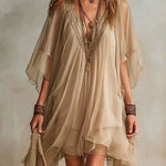 Green Chiffon Mini Dress with V-Neck — view 5