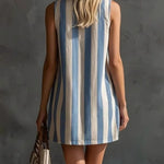 Sleeveless Mini Dress with Retro Stripes — view 6
