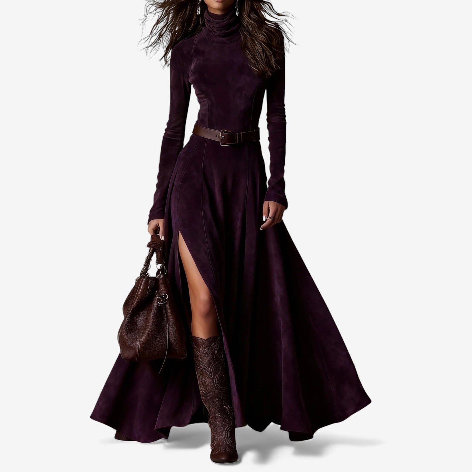 Élodie | Elegant Maxi Dress with Belt Included — view 2
