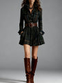 Red and Brown Checked Retro Mini Dress, with Belt — view 2