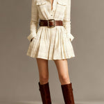 Red and Brown Checked Retro Mini Dress, with Belt — view 4