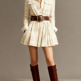 Red and Brown Checked Retro Mini Dress, with Belt — view 4