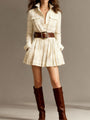 Red and Brown Checked Retro Mini Dress, with Belt — view 4