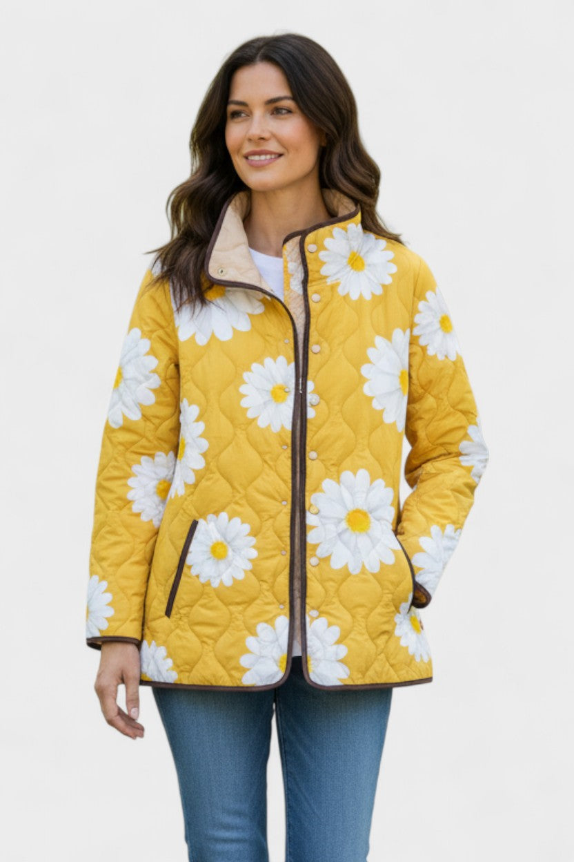 Almuth™ | Quilted Jacket with Daisies in Yellow — view 2