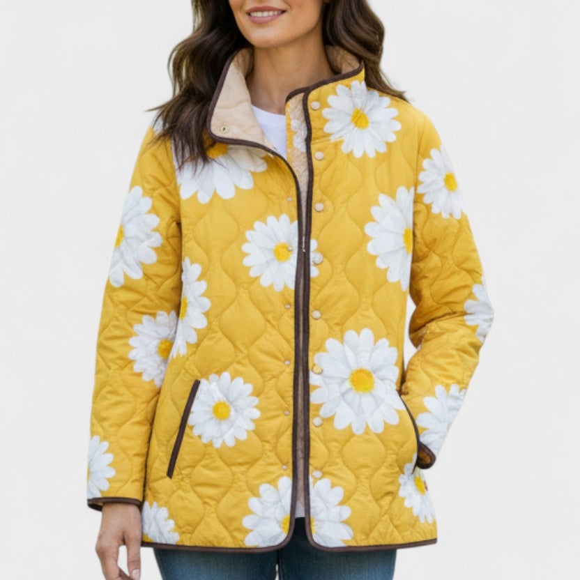Almuth™ | Quilted Jacket with Daisies in Yellow — view 2