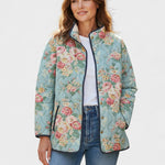 Nadja™ | Quilted Jacket with Roses on Mint — view 2