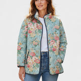 Nadja™ | Quilted Jacket with Roses on Mint — view 2