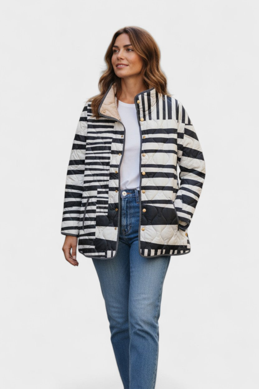 Ulla™ | Quilted Jacket in Stripe Mix — view 2