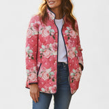 Sieglinde™ | Quilted Jacket with Roses in Berry — view 2