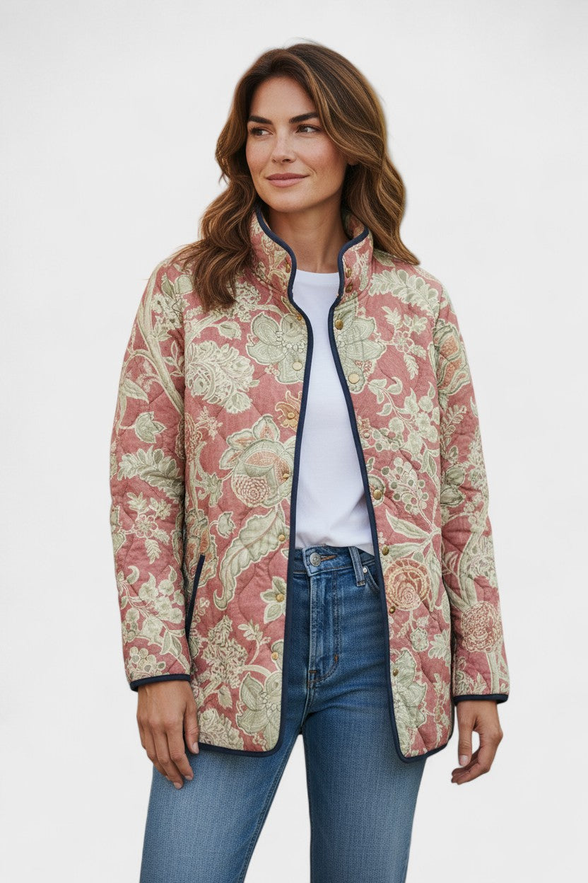 Annika™ | Quilted Jacket with Ornaments in Dusty Pink — view 2