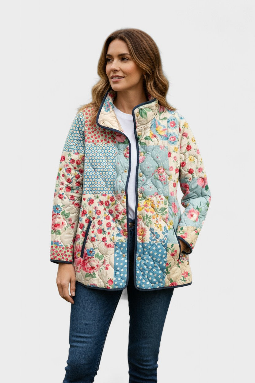 Karoline™ | Quilted Jacket in Floral Patchwork — view 2