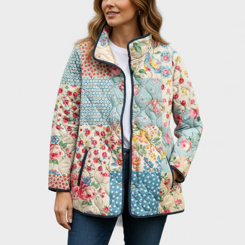 Karoline™ | Quilted Jacket in Floral Patchwork — view 2