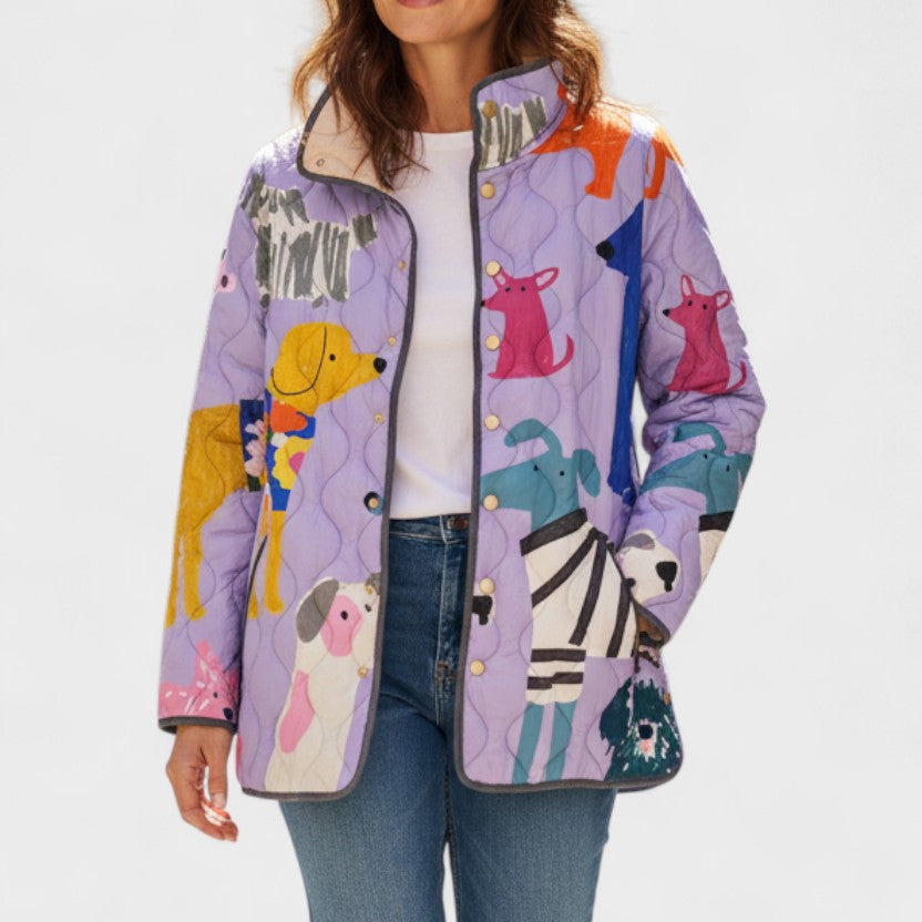 Ursel™ | Quilted Jacket with Dogs in Lilac — view 2