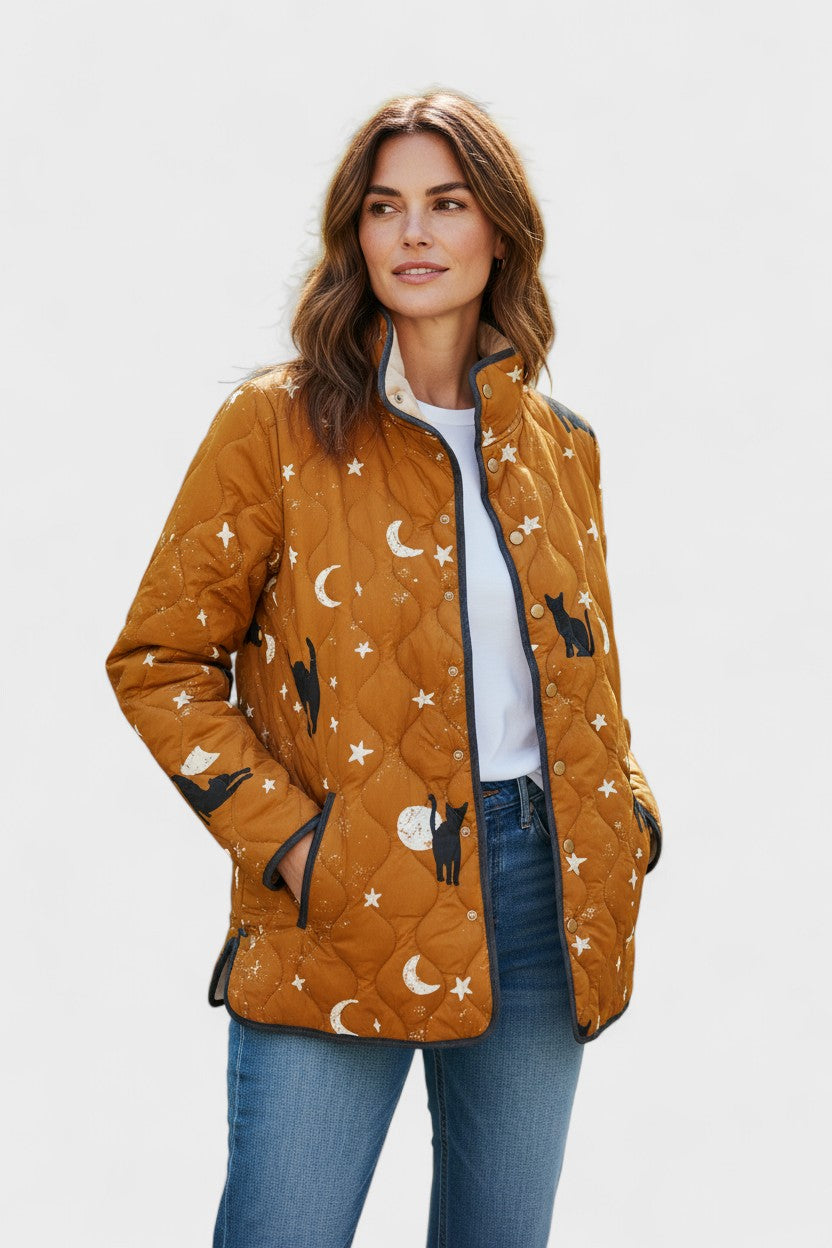 Wibke™ | Quilted Jacket with Cats and Moons — view 2