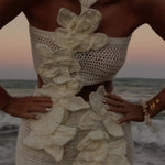 Margaret - Knit Mini Dress with Floral Pattern and Halter Neck — view 6