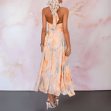 ESTHER | HALTERNECK WATERCOLOUR PRINT DRESS