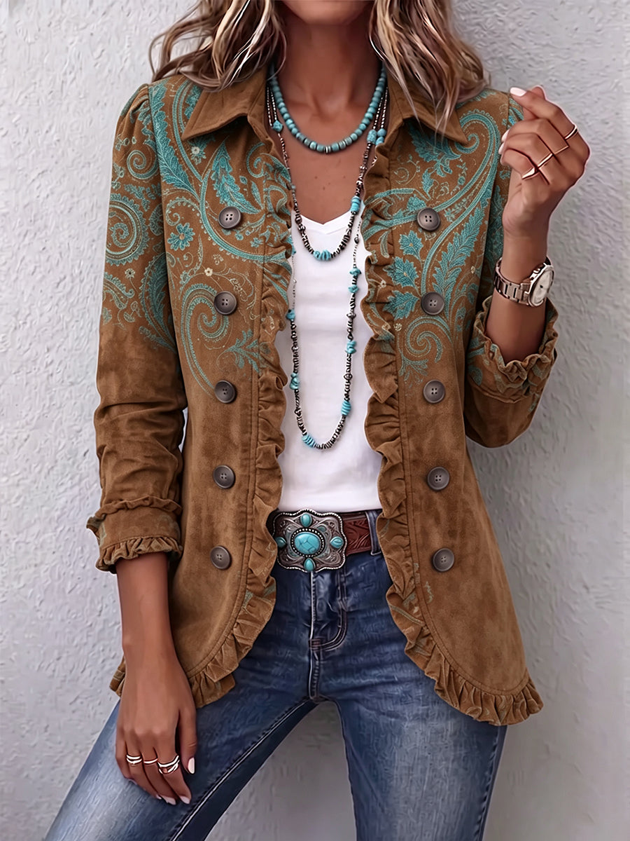 Ilse™ | Blazer in Brown with Turquoise Paisley