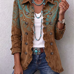 Ilse™ | Blazer in Brown with Turquoise Paisley