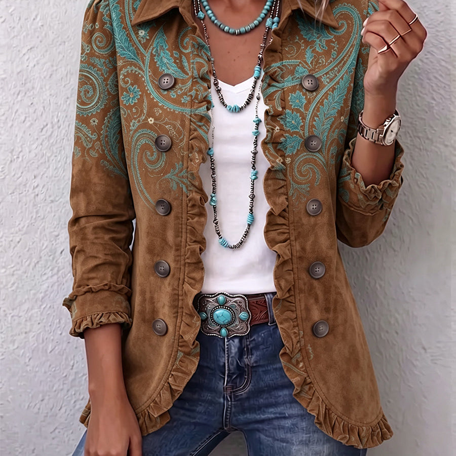 Ilse™ | Blazer in Brown with Turquoise Paisley