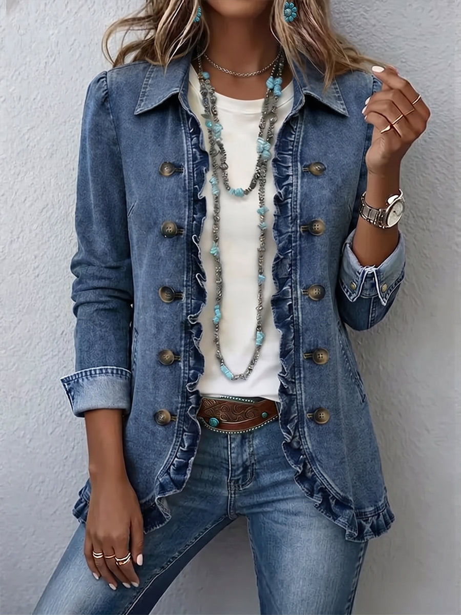 Dagmar™ | Blue Blazer with Flounce — view 2